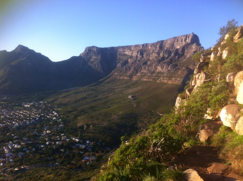 Table Mountain, as seen from Lion`s Head..
